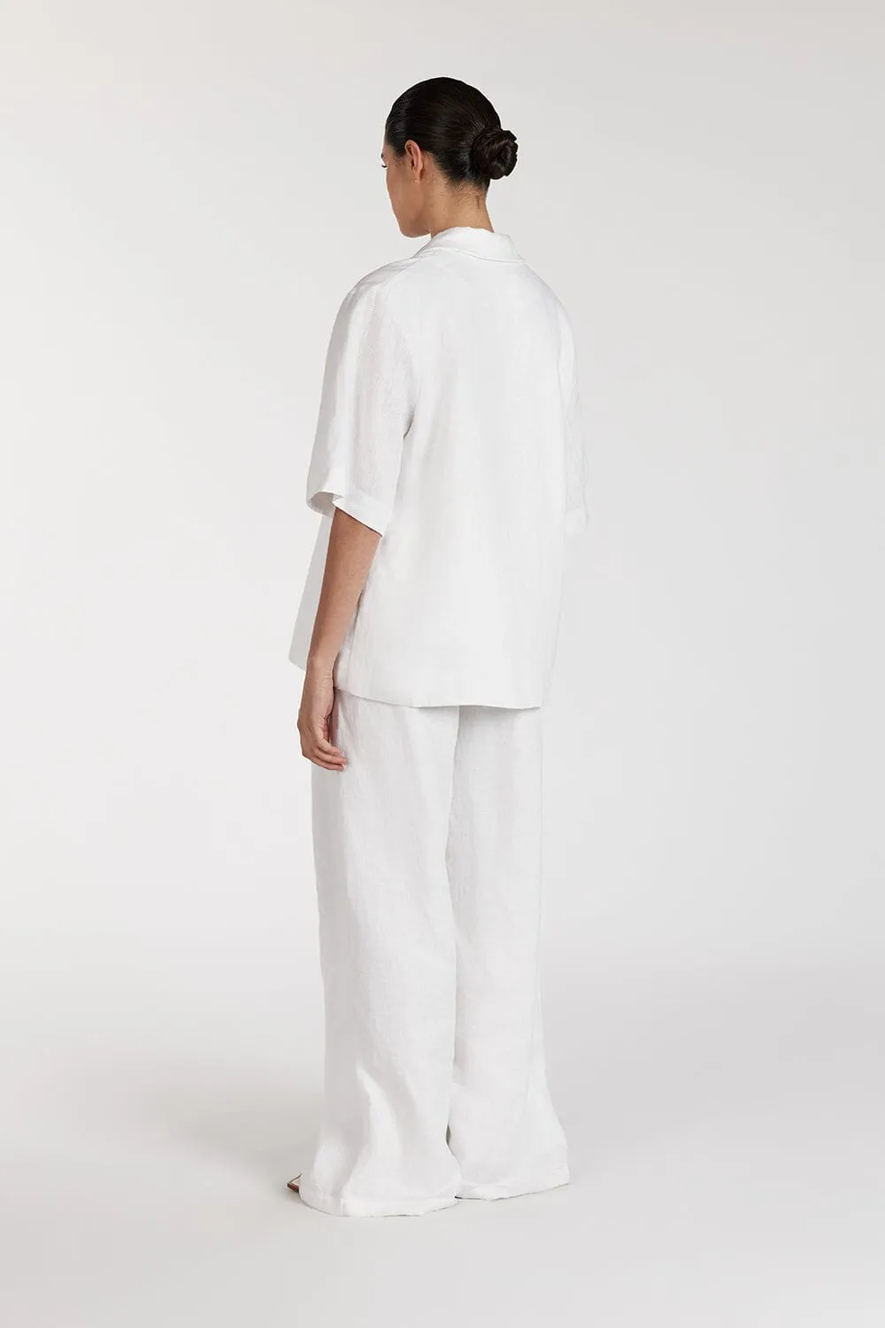 NALA WHITE LINEN RESORT SHIRT