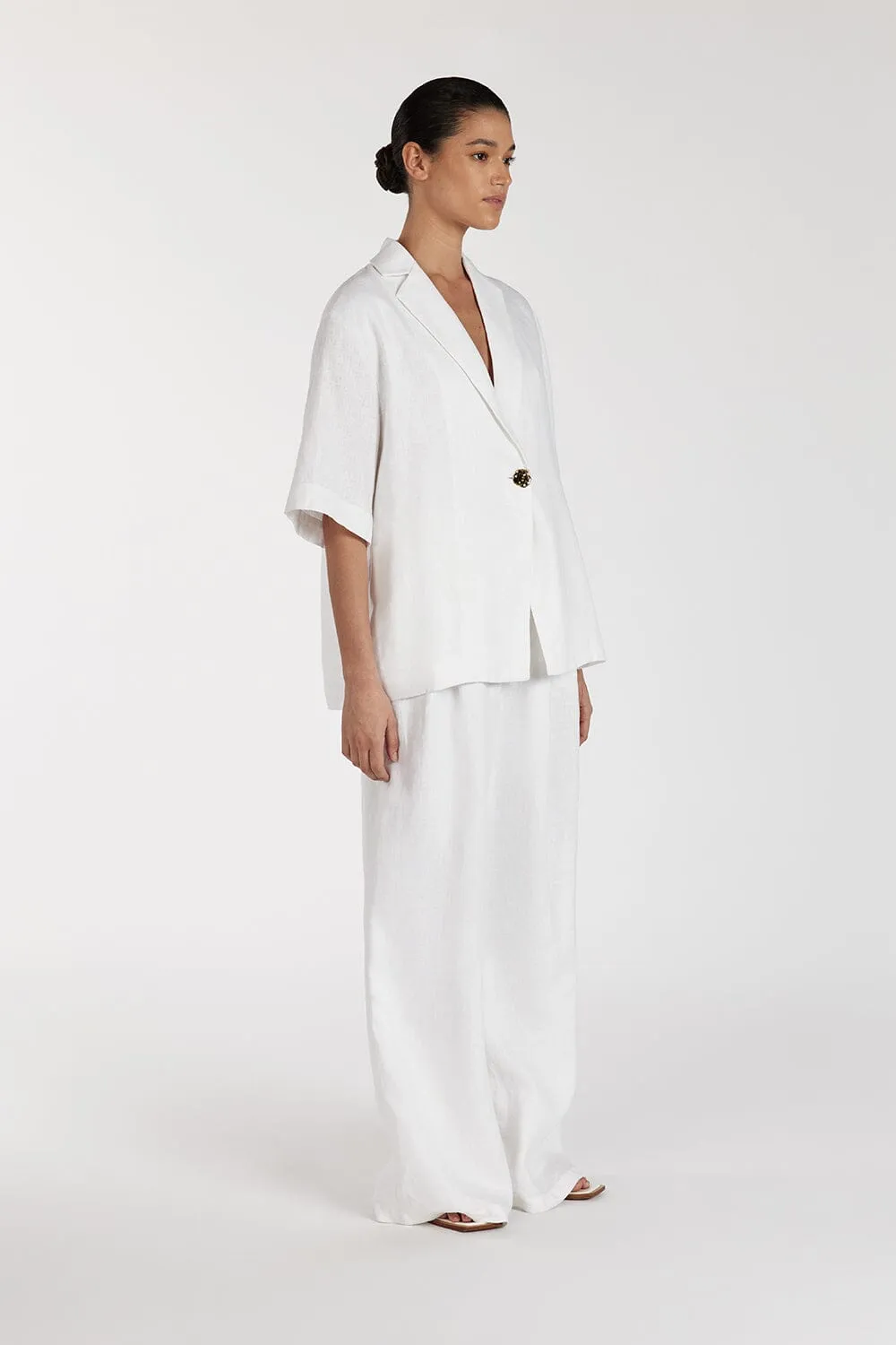 NALA WHITE LINEN RESORT SHIRT