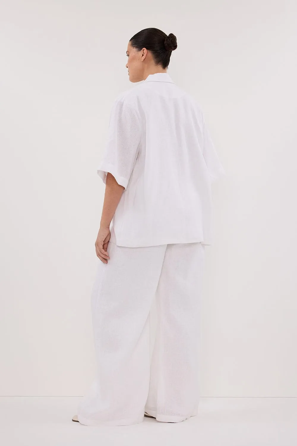 NALA WHITE LINEN RESORT SHIRT
