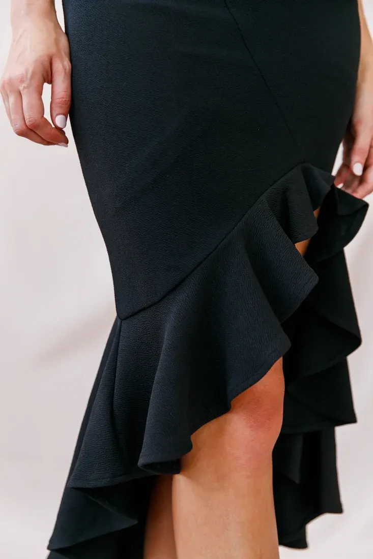 Prom Queen Bandeau Midi Dress Black