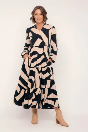 Sabre V-Neck Dress in Nightfall