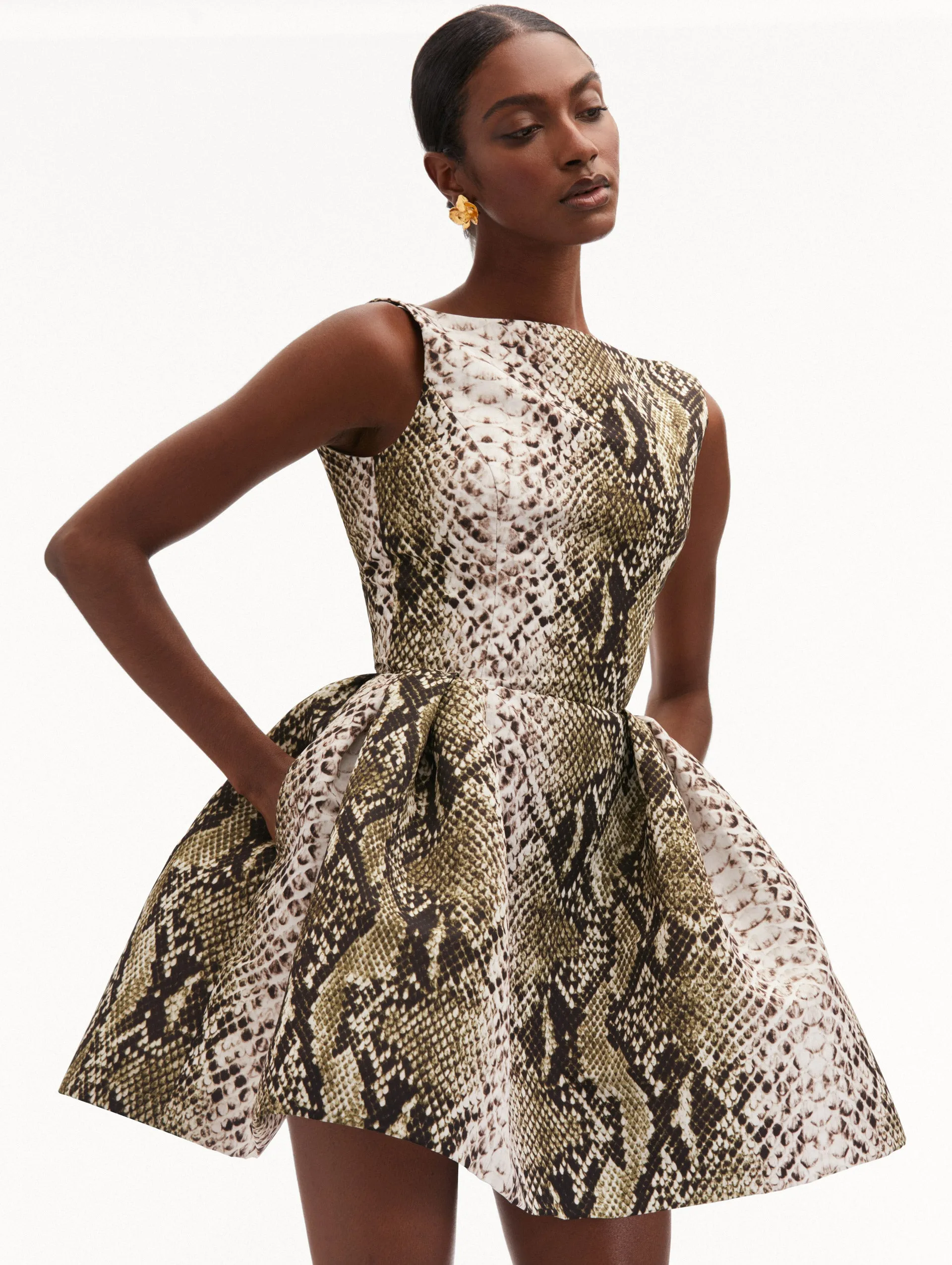 Snake Faille Cocktail Dress