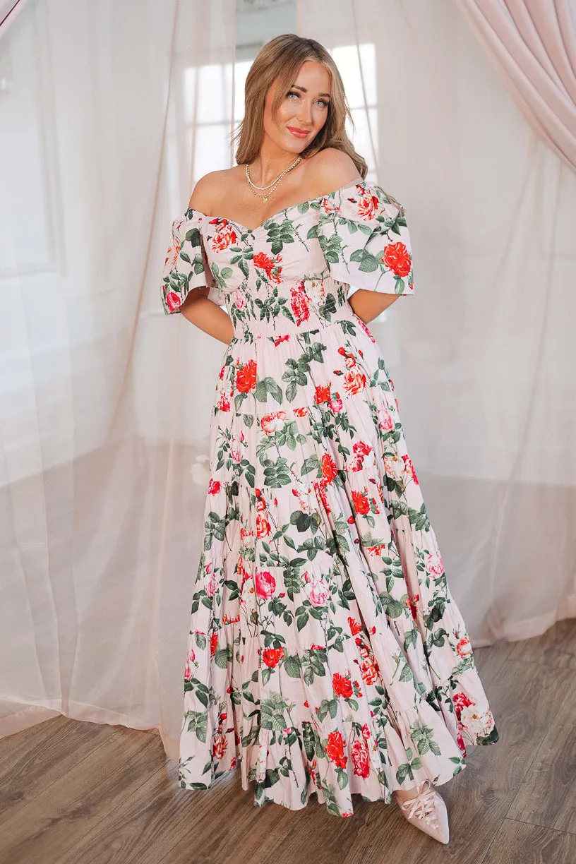 Solange Dress in Pink Roses