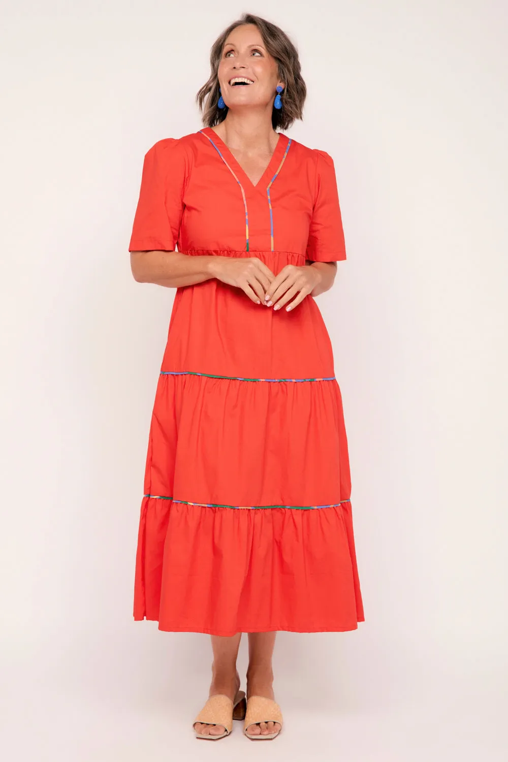 Stassi Poplin Maxi Dress in Coral
