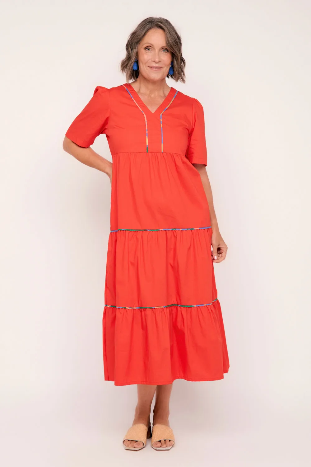 Stassi Poplin Maxi Dress in Coral