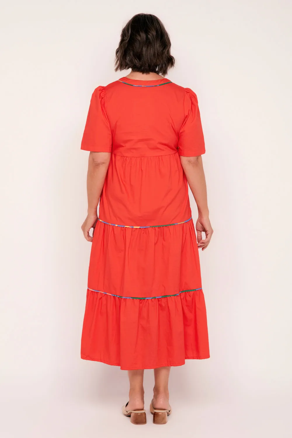Stassi Poplin Maxi Dress in Coral
