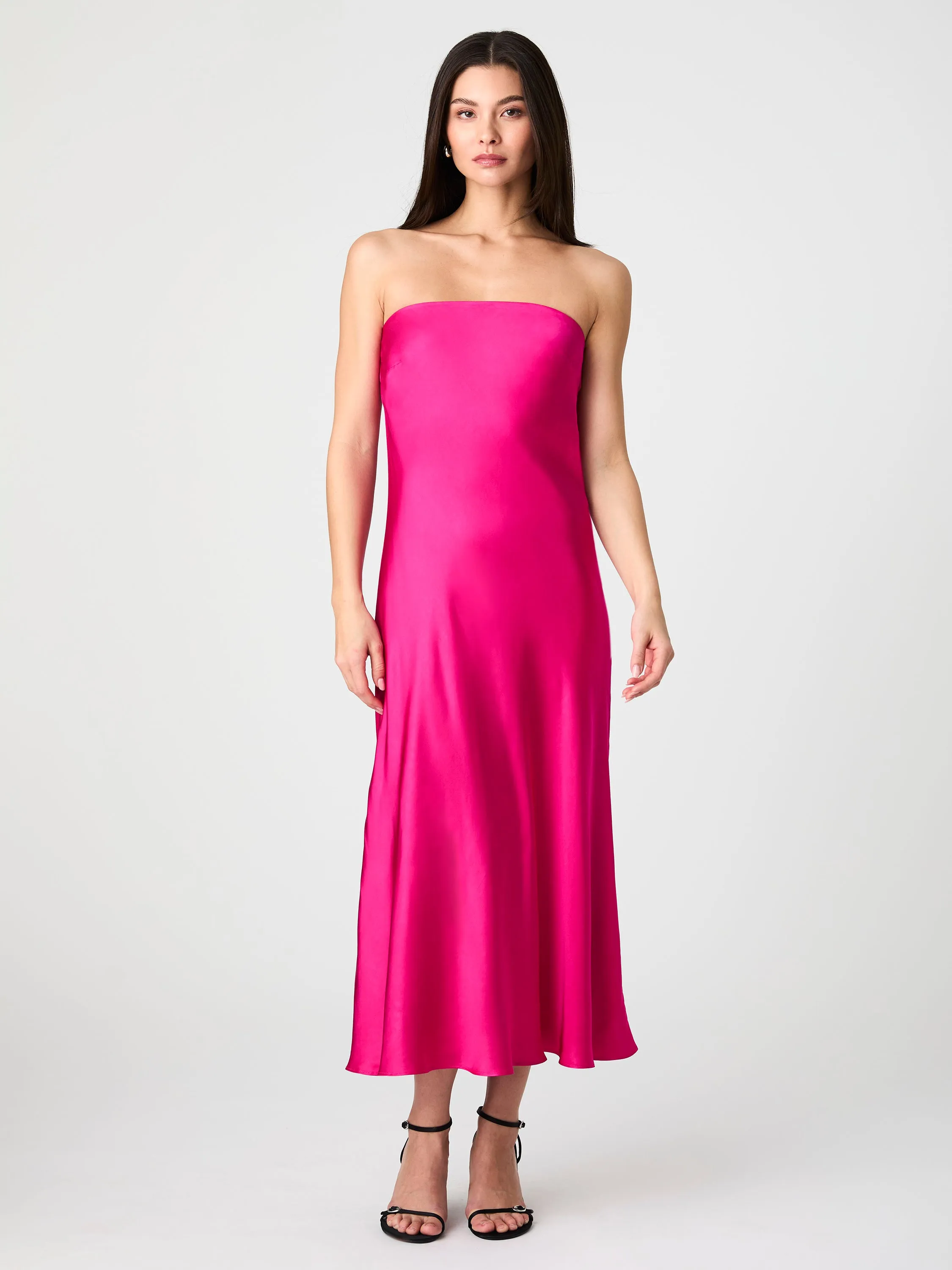 Strapless Cowl Back Midi Dress