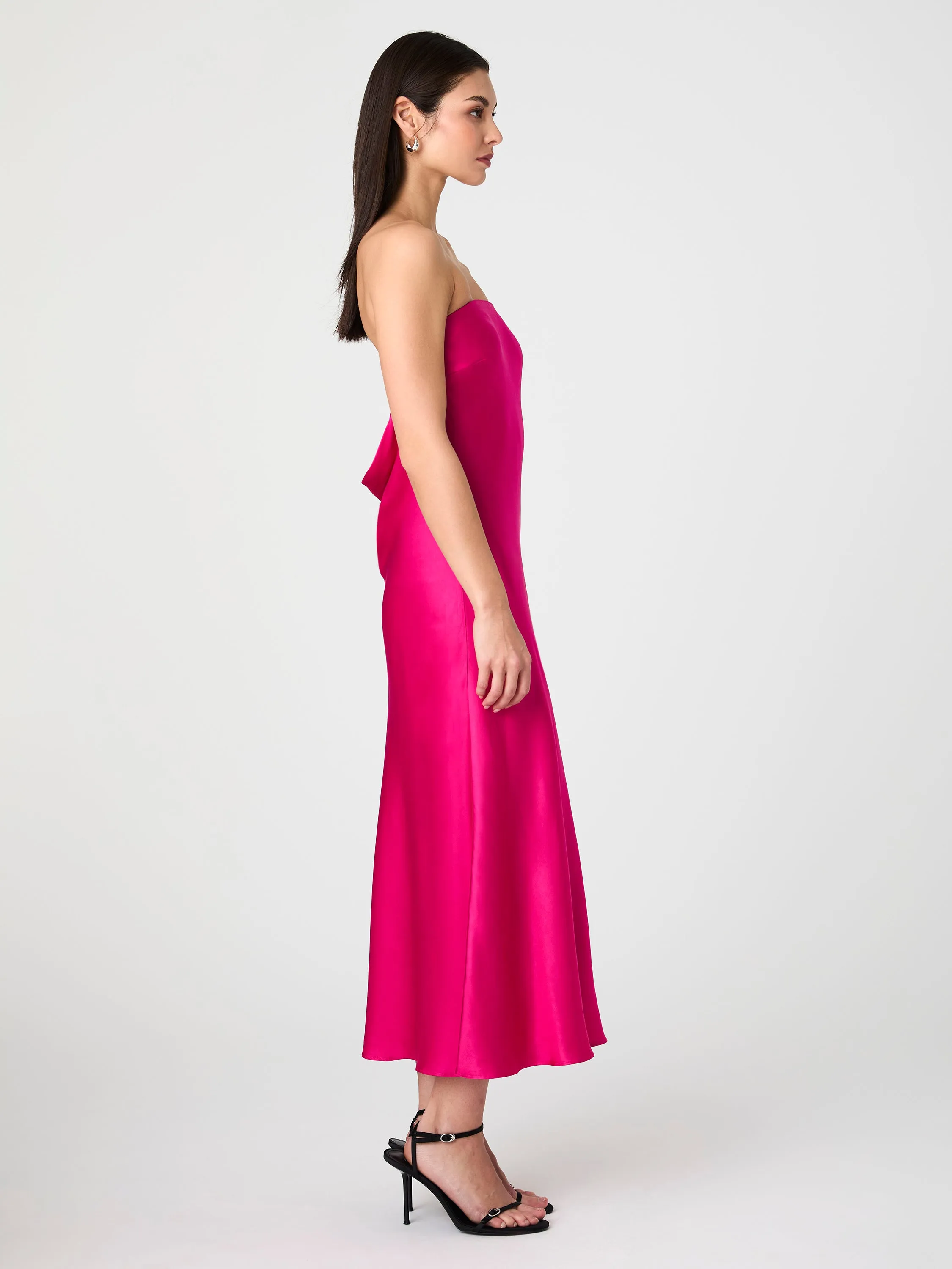 Strapless Cowl Back Midi Dress