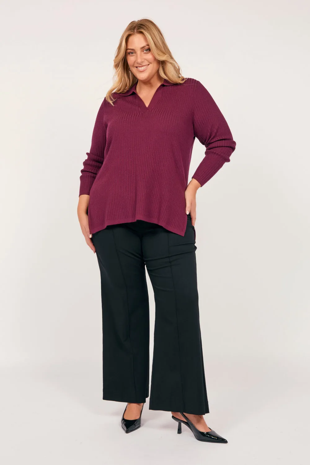 Stretch Wide Leg Pant in Black