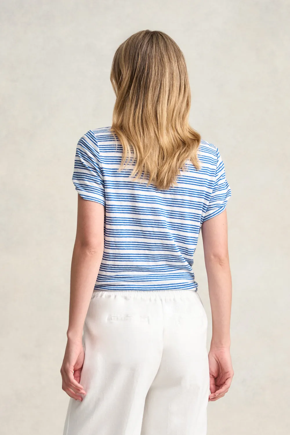 Stripe Linen Tee - Blue Multi Stripe