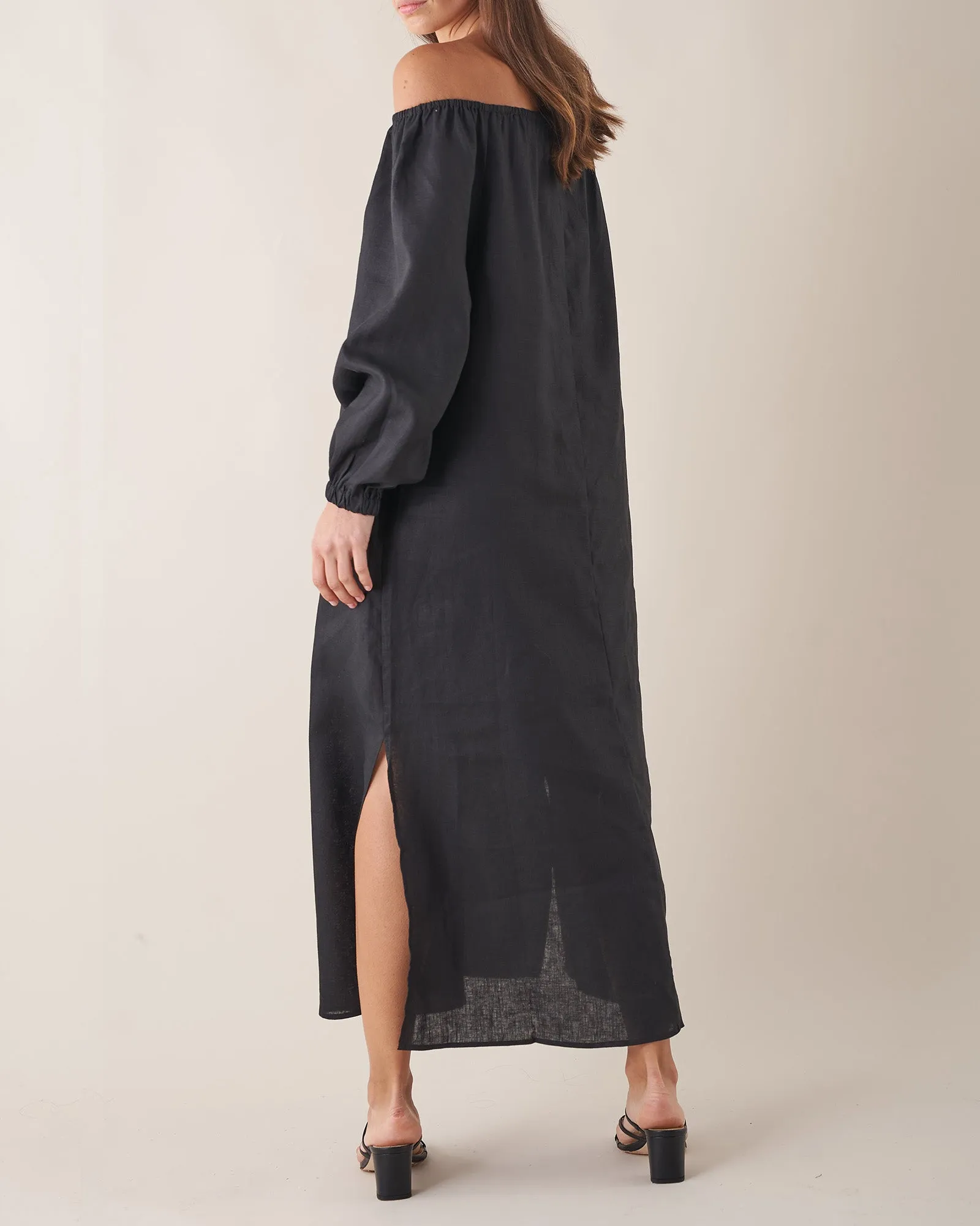Tala Linen Maxi Dress - Black