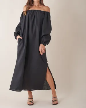 Tala Linen Maxi Dress - Black
