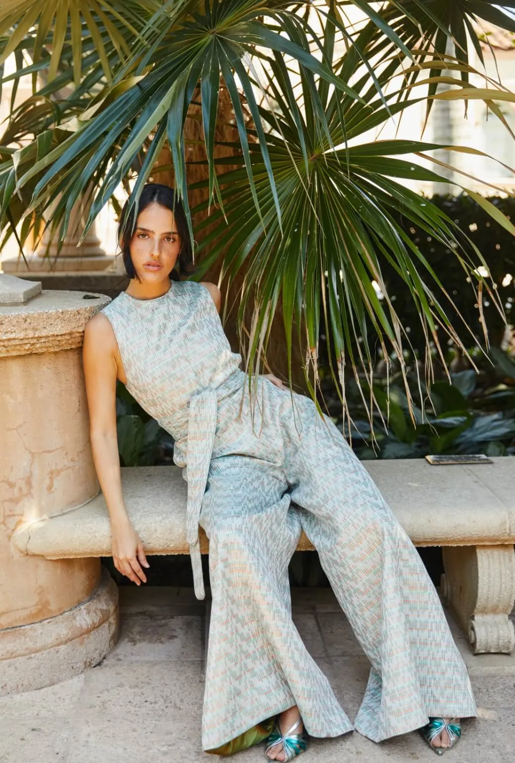 The Royale Jumpsuit - Aqua Channels Brocade