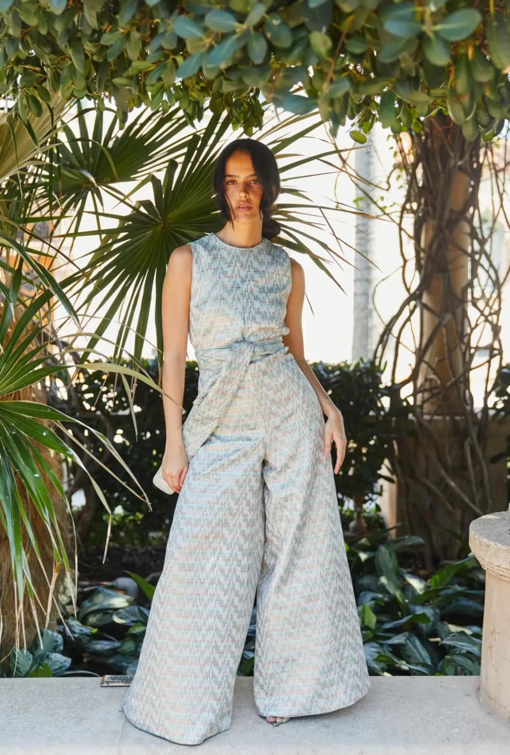 The Royale Jumpsuit - Aqua Channels Brocade
