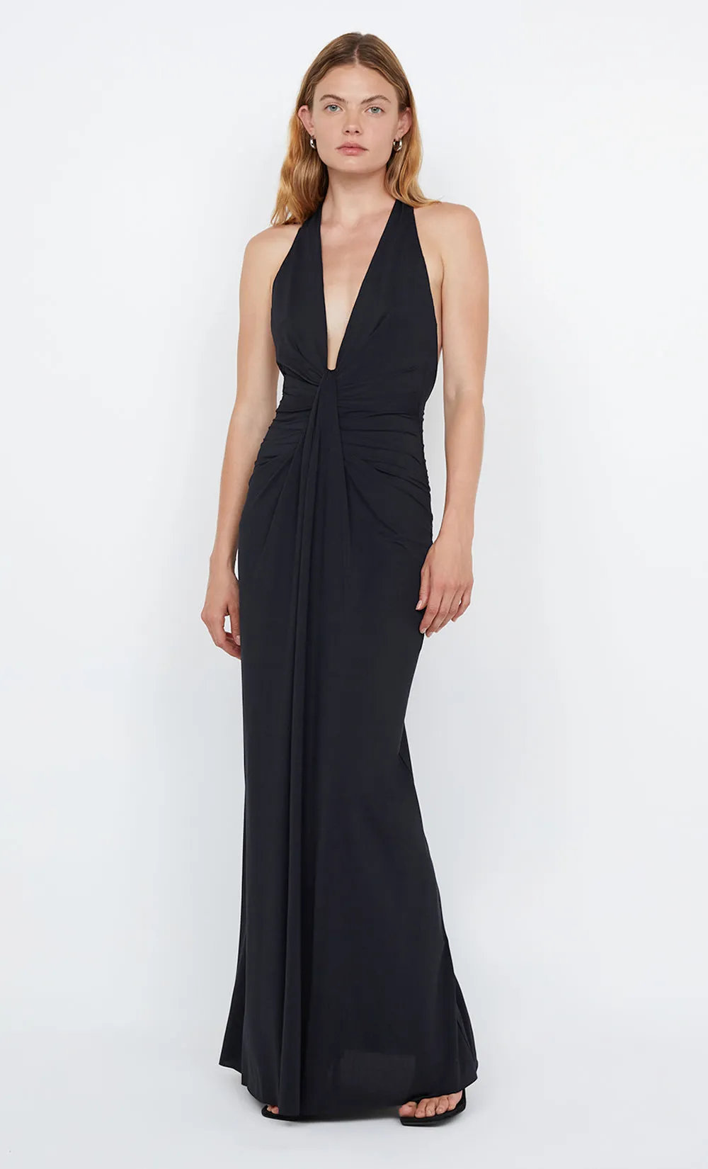 TILLIE DRAPE MAXI DRESS - BLACK