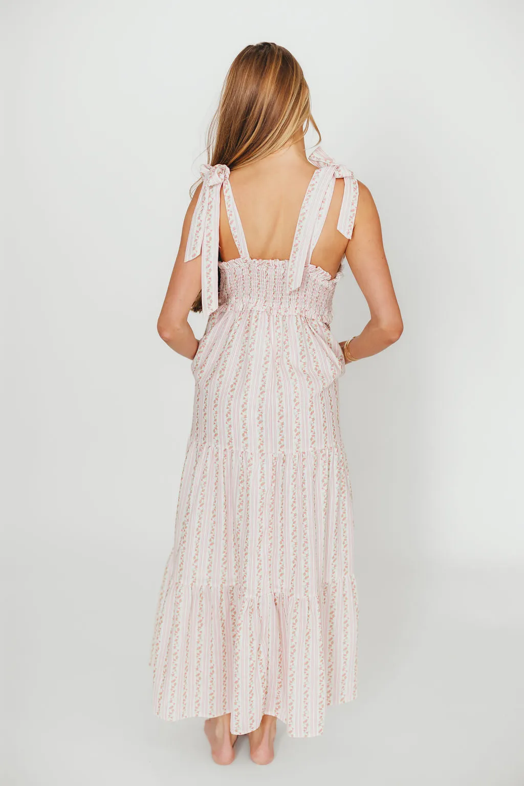 Vivienne Maxi Sundress in Ivory/Pink Floral- Restocking Early April