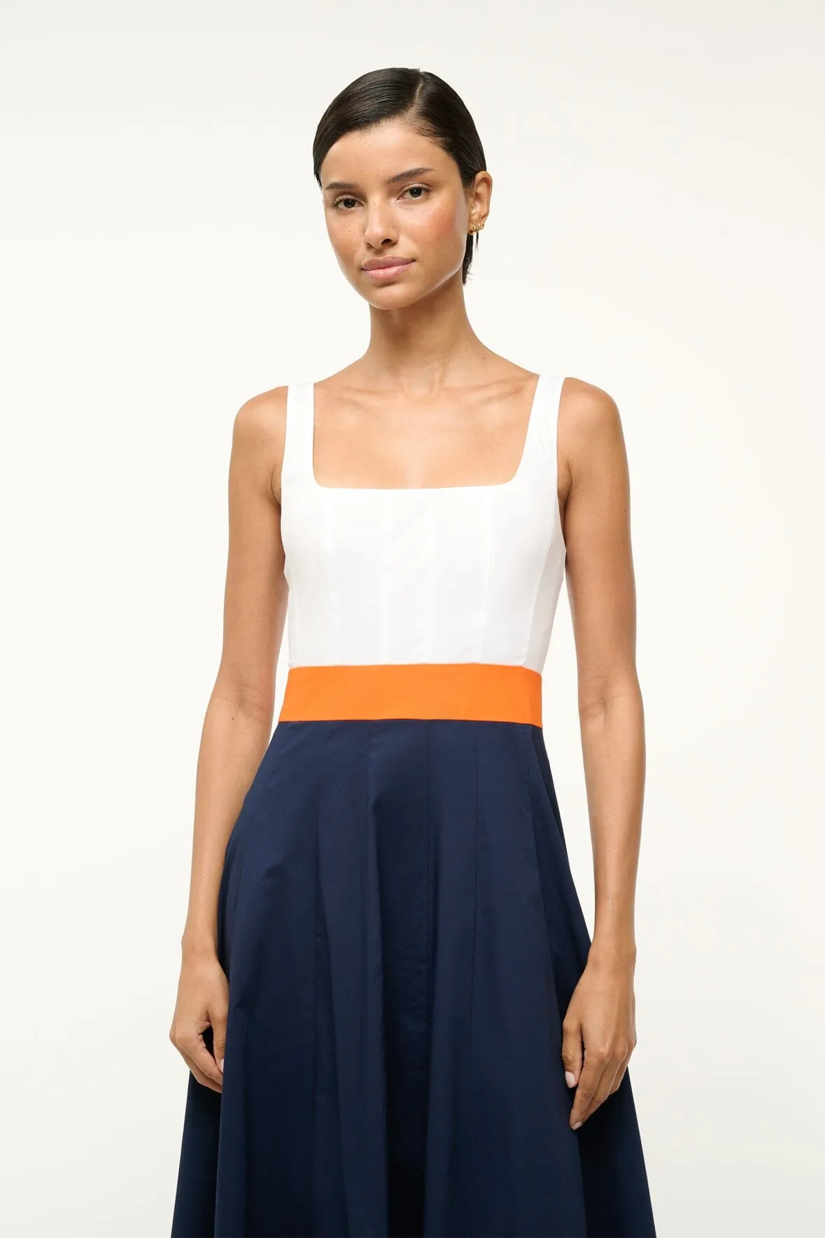 WELLS DRESS | WHITE APRICOT NAVY