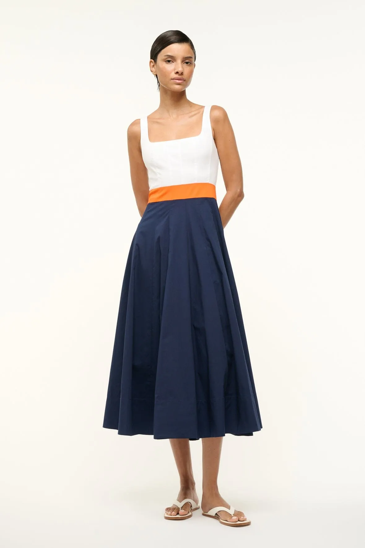WELLS DRESS | WHITE APRICOT NAVY