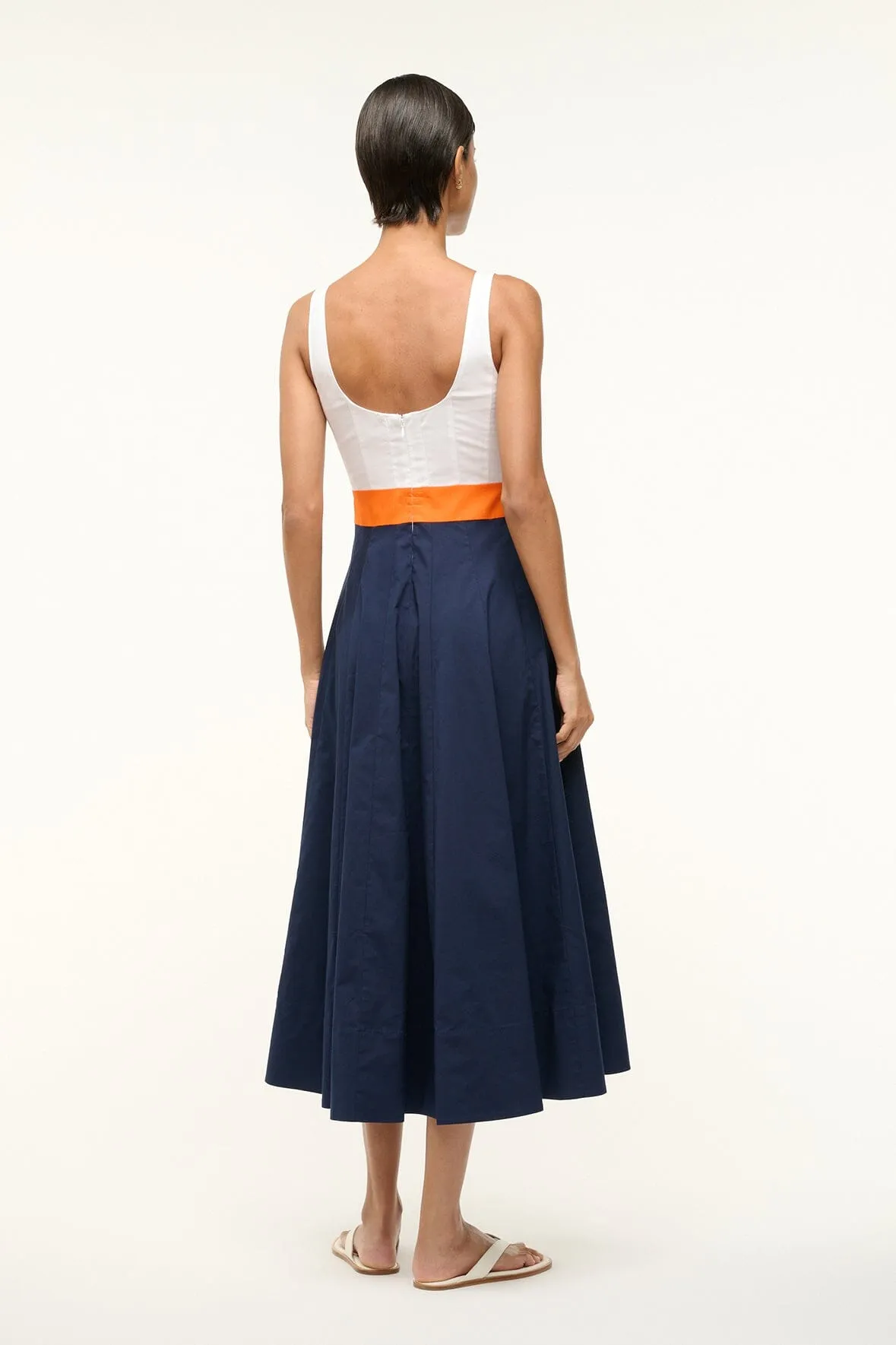 WELLS DRESS | WHITE APRICOT NAVY
