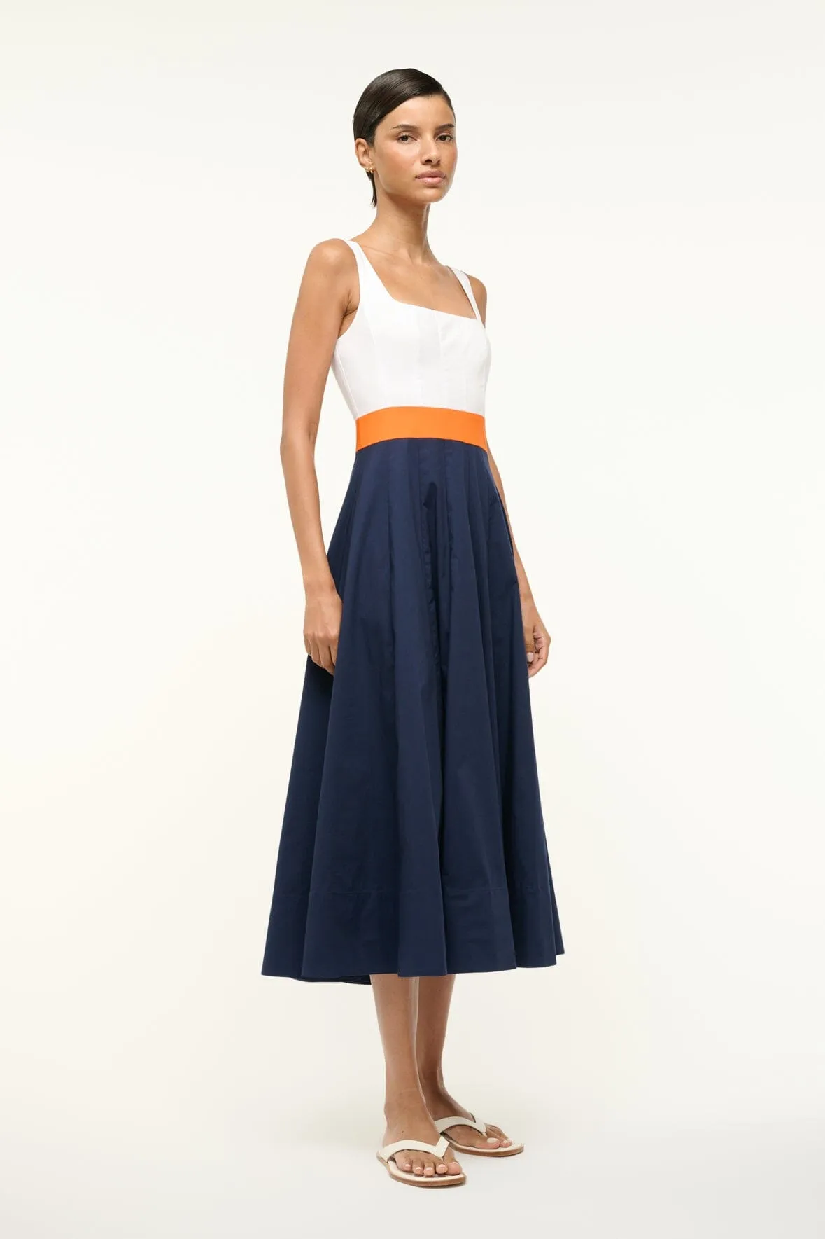 WELLS DRESS | WHITE APRICOT NAVY
