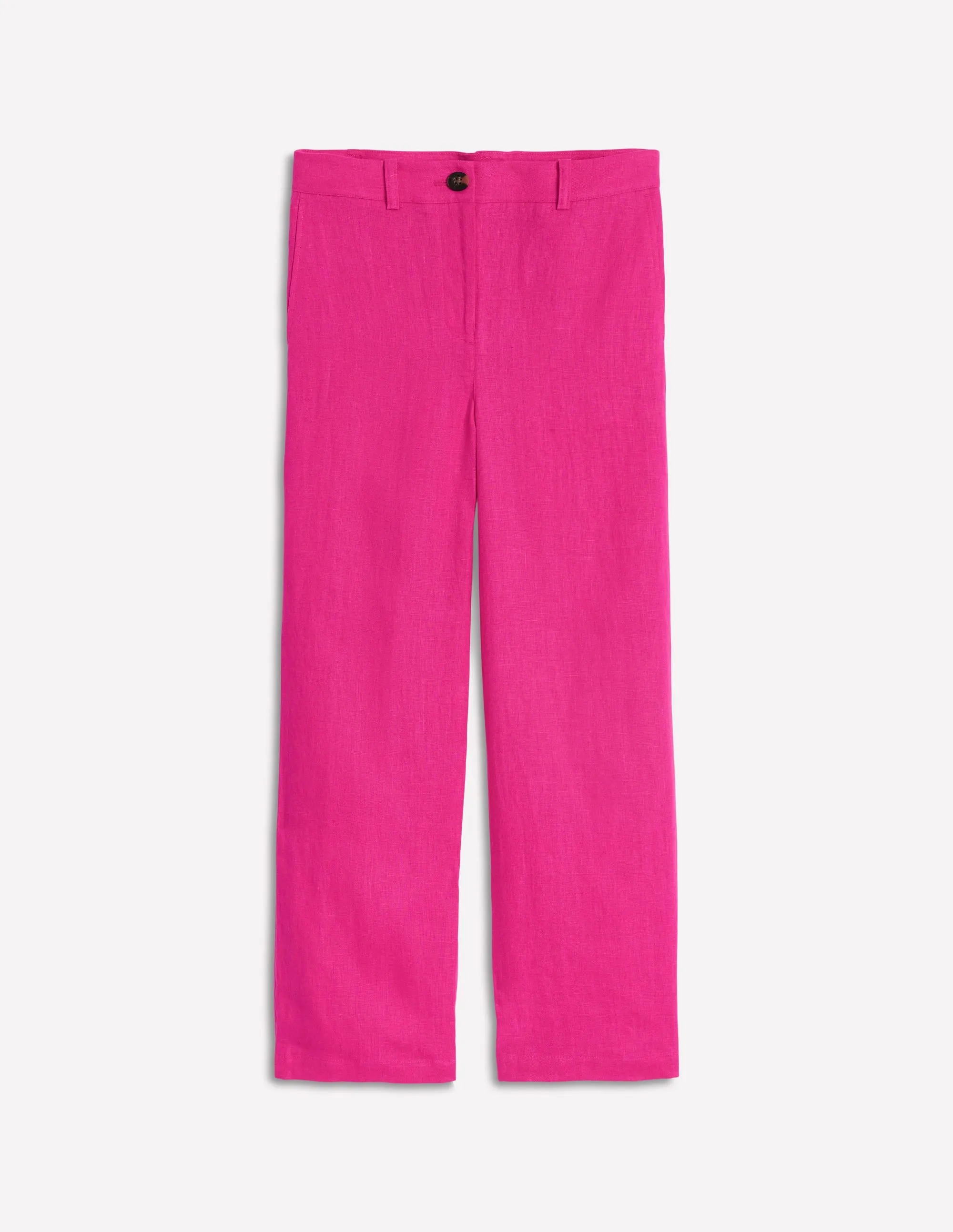 Westbourne Crop Linen Trousers-Pink Peony
