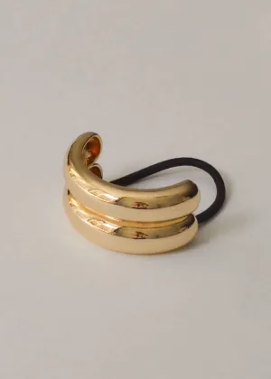 Wide Double Arch Metal Hair Tie - Gold