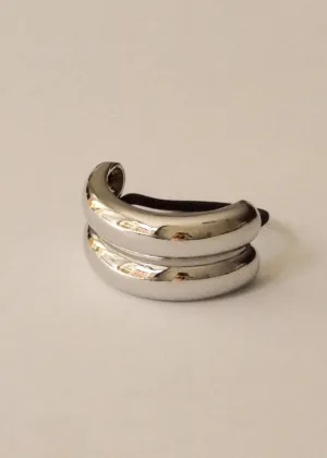 Wide Double Arch Metal Hair Tie - Silver