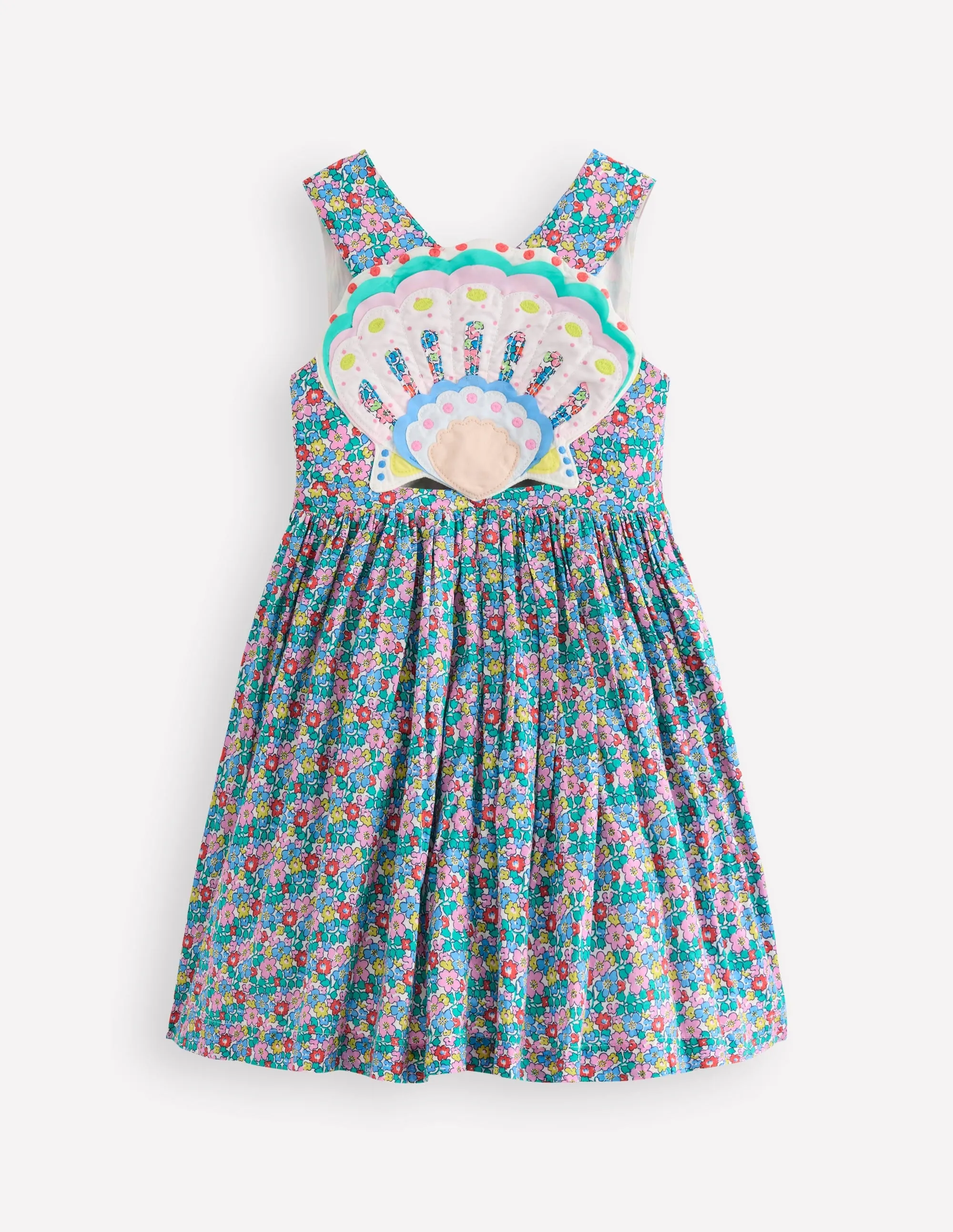 Zadie Applique Back Dress-Multi Flowerbed Shell